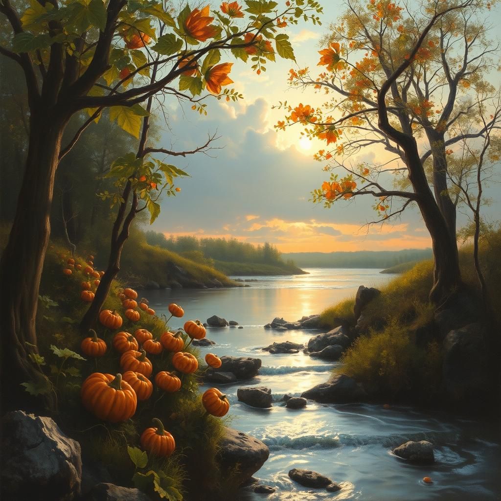River Song: Oil Painting of Nature's Solitude