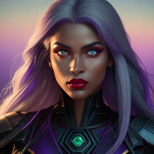 Futuristic Portrait of Woman with Colorful Features