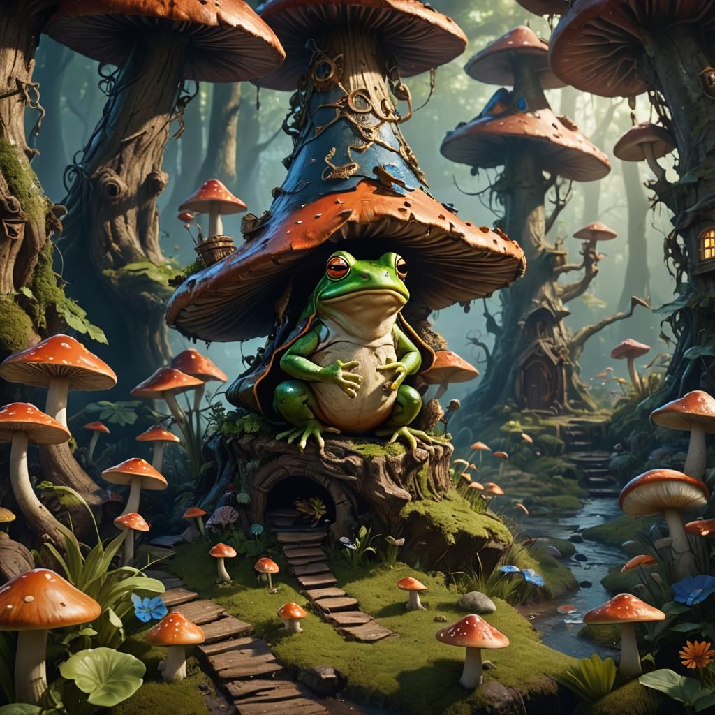 Frog Wizard Emerges in Detailed Fantasy Art