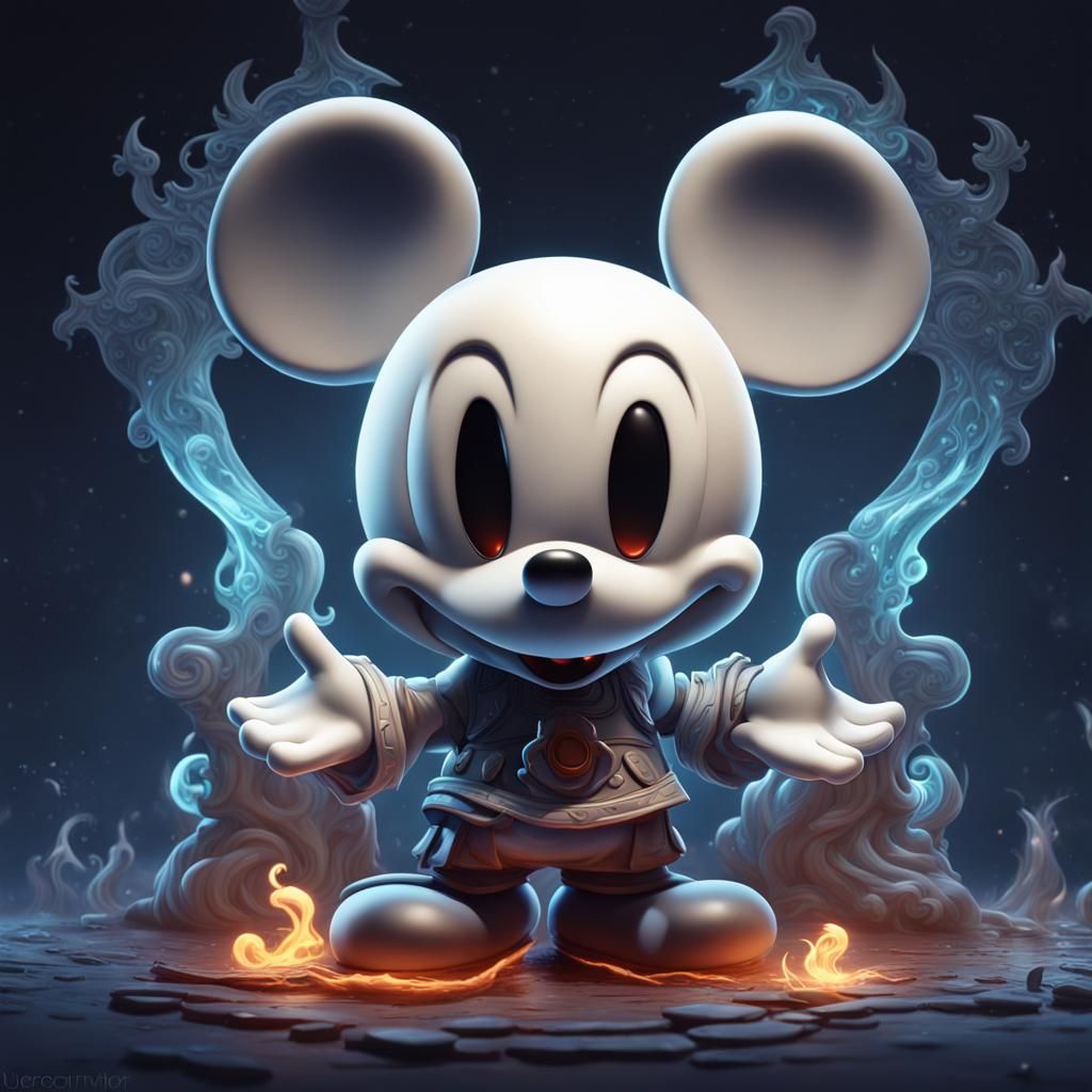 Chibi Mickey Mouse Ghost Fusion Art