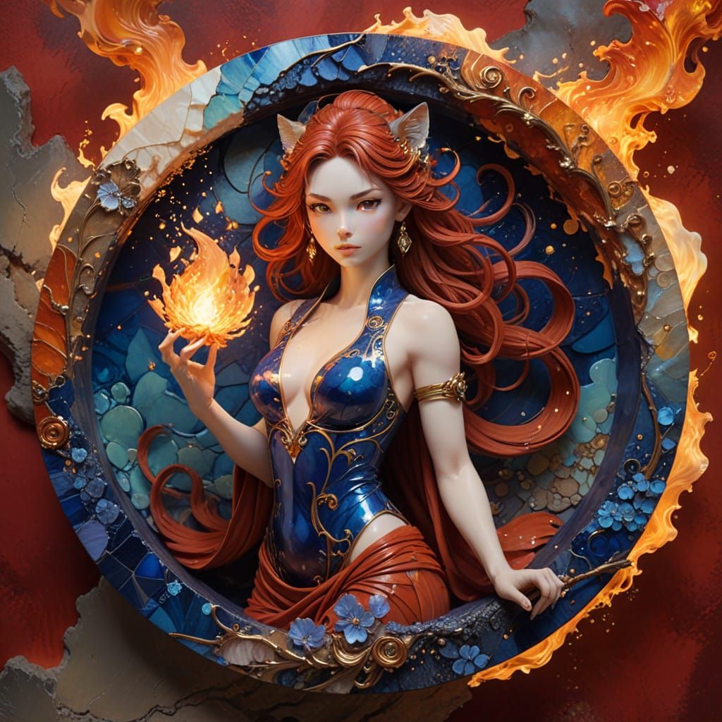 Whispering Phoenix Cat-Girl Erupts from Inferno in Anime-Ins...