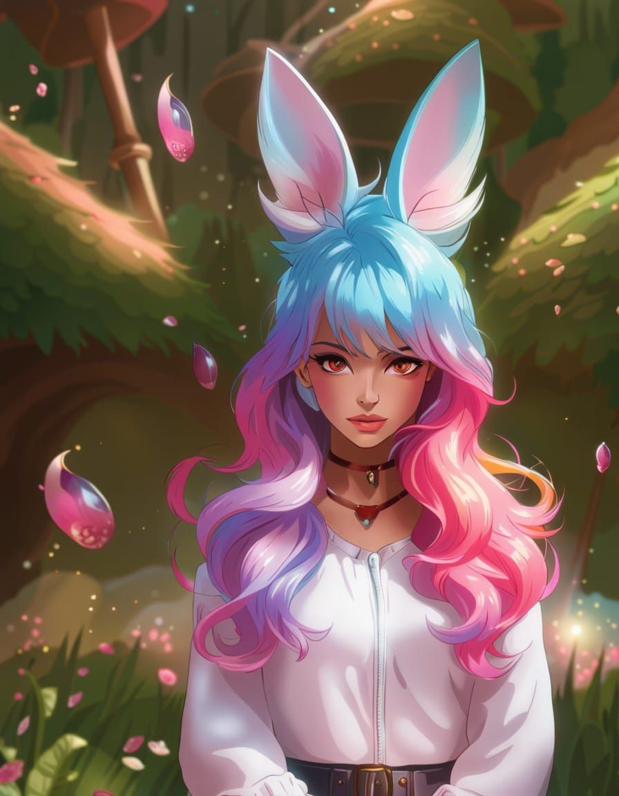 Neko African Girl in Watercolor Comic Art