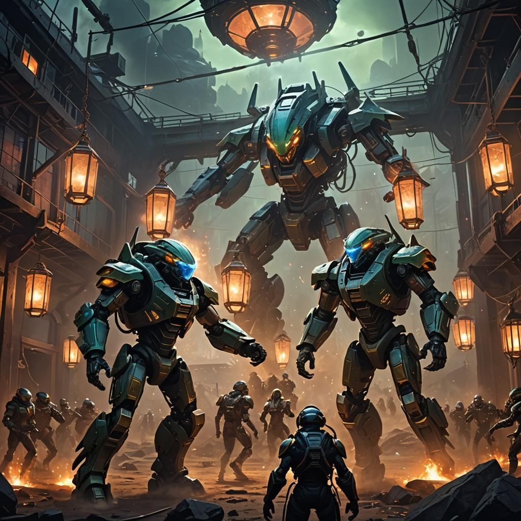 Mecha Cage Fight in Alien Sci-Fi Arena