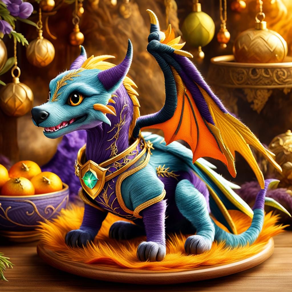 Enchanting Wyvern Pet in Dark Academia Embroidery