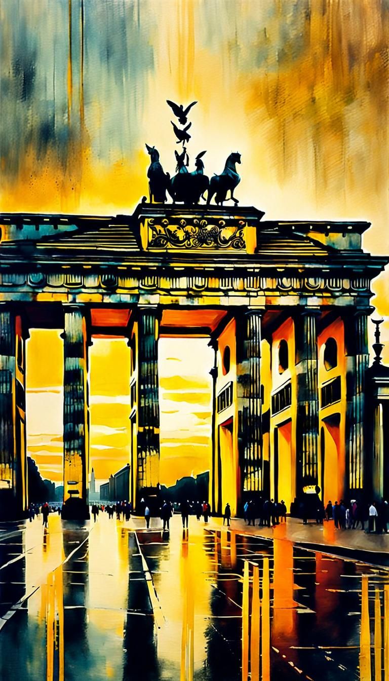Brandenburg Gate at Dusk in Expressionist Style