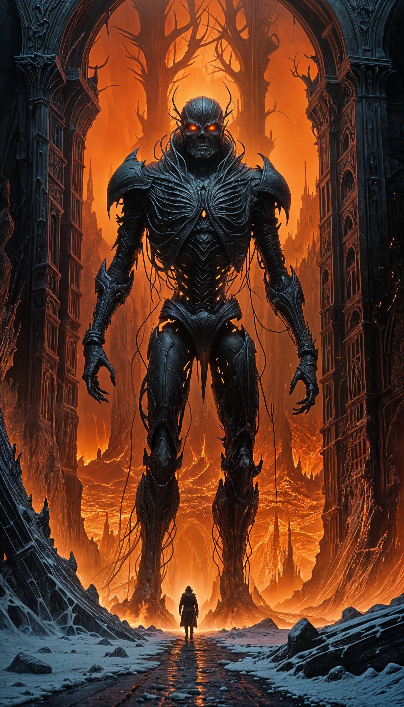 Dark Robed Figure Approaches the Threshold of a Blazing Port...