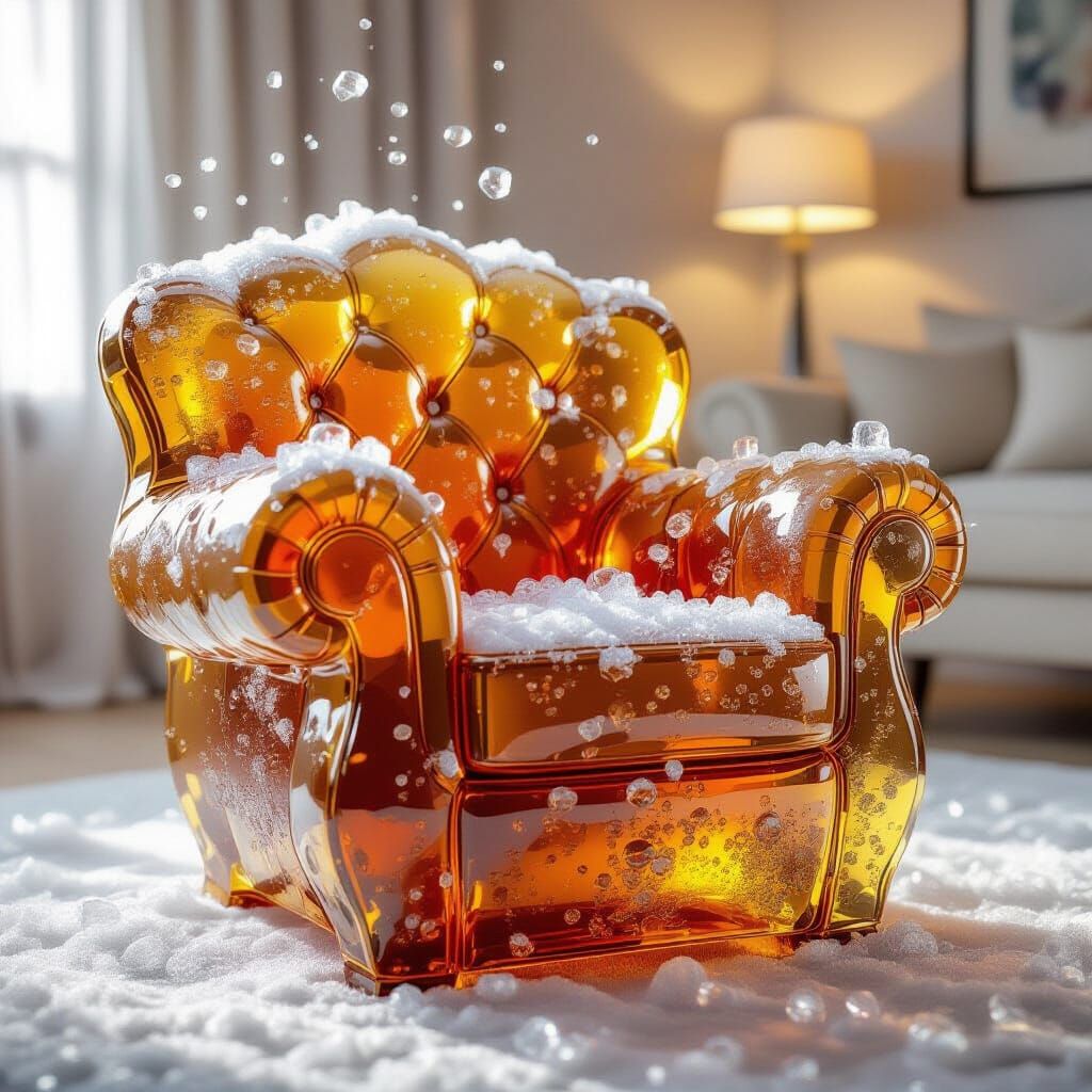 Soda Armchair Made of Effervescent Liquid and Ice