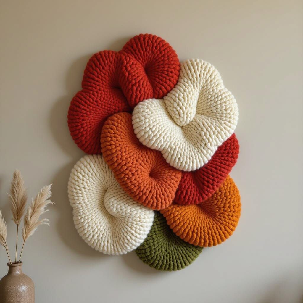 Minimalist Yarn Wall Art: Organic Blobs in Earth Tones