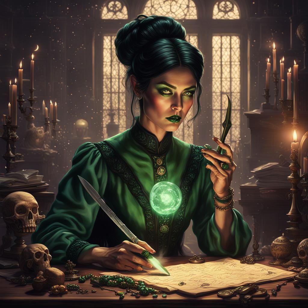 Victorian Occultist Casting a Spell