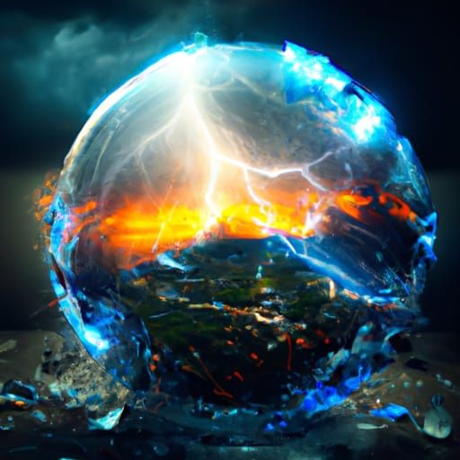Explosion Inside Crystal Sphere: Dramatic Matte Painting