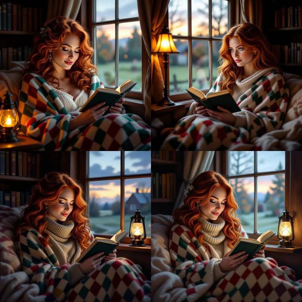 Cozy Cottage Reading Nook at Twilight