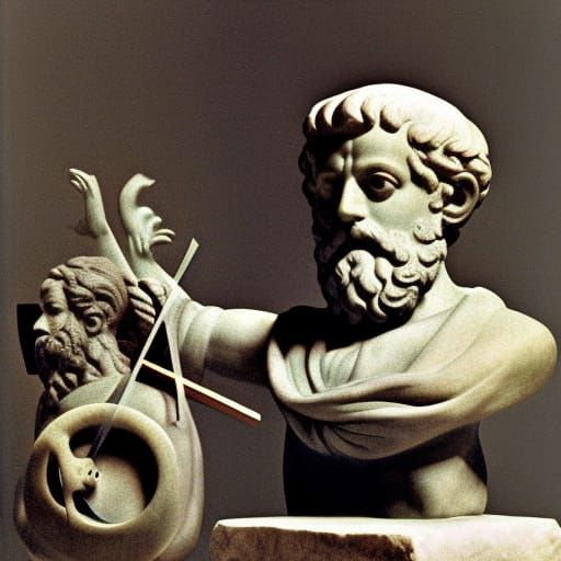 Plato Statue Worshiped by Hedgehogs: Classical Art
