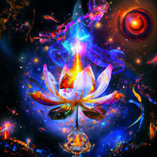 Cosmic Midnight Lotus in Rococo Style