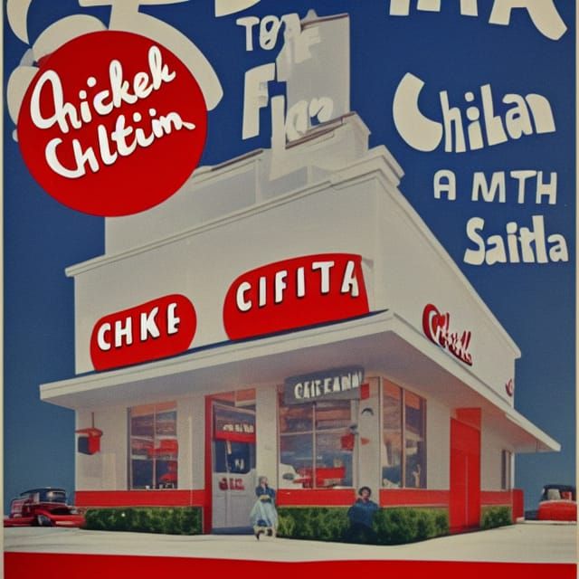 Vintage Chick-Fil-A Advertisement in 1950s Style