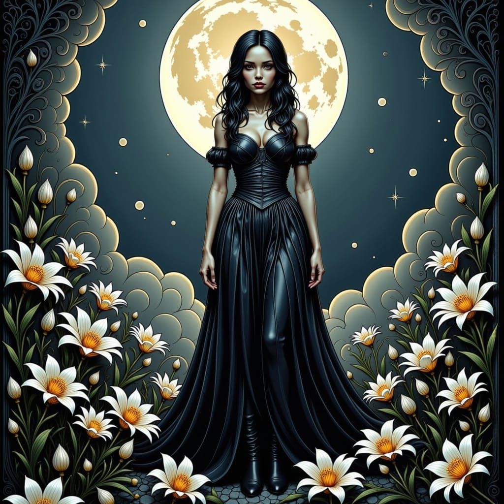 Ethereal Goddess in Moonlit Bloom