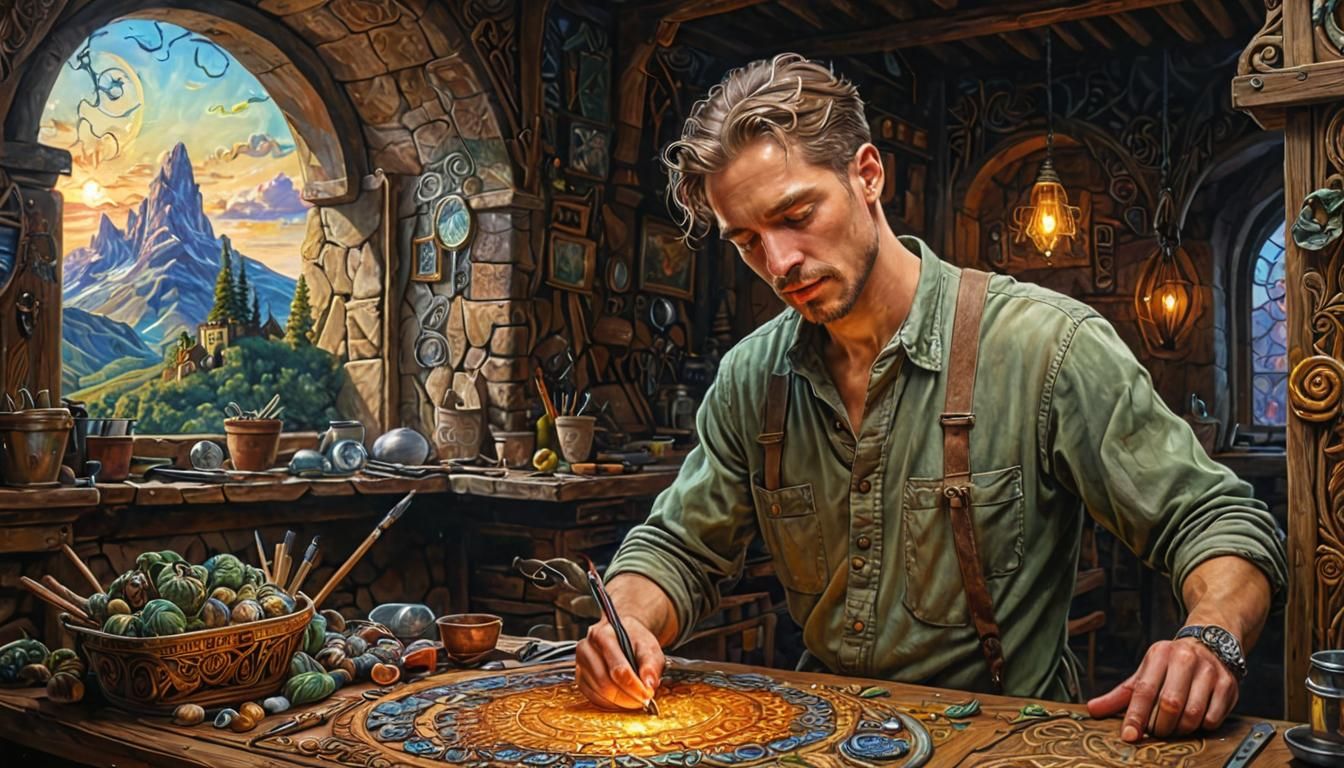 Men at Work: Hyperrealistic Surrealist Painting