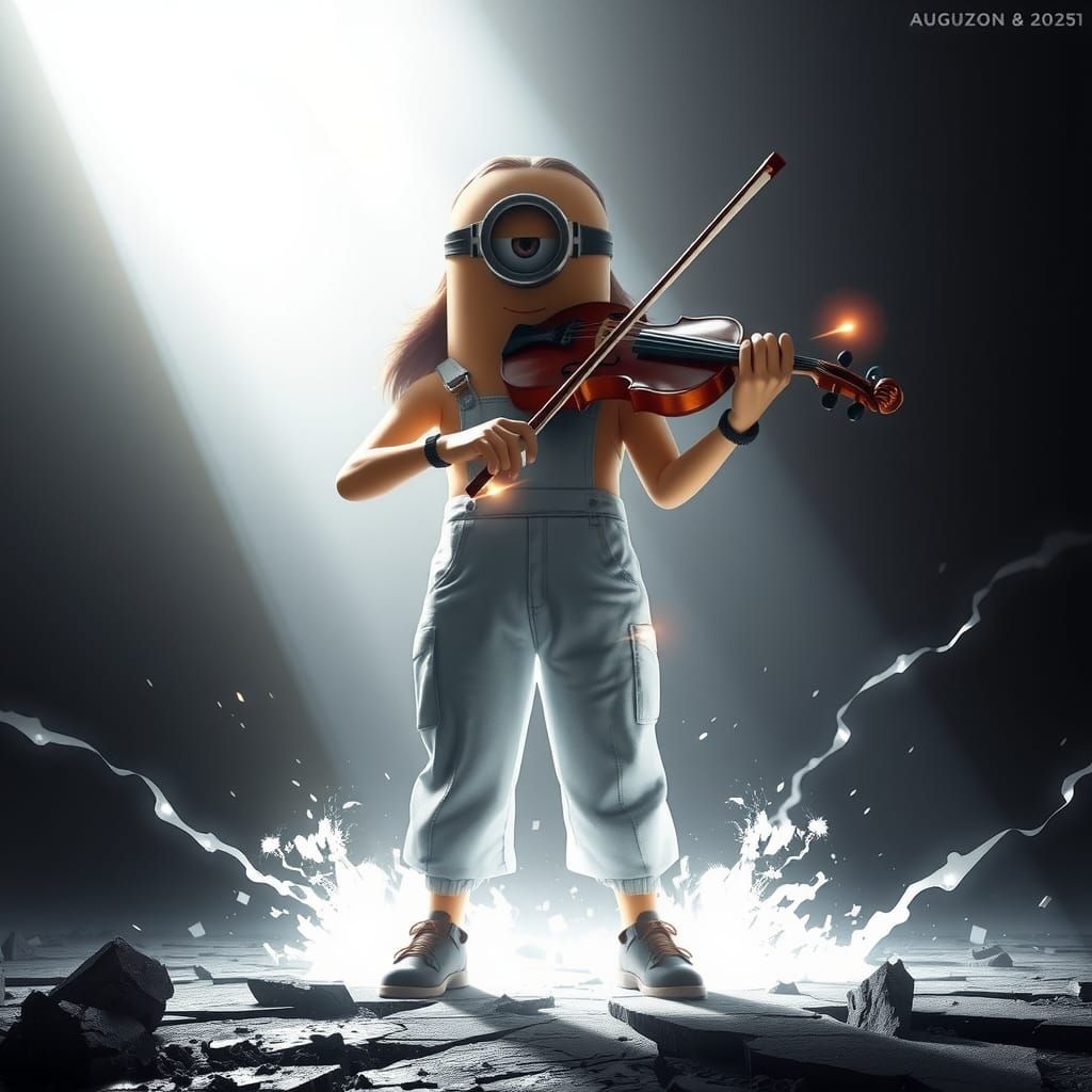 Majestic Minion Violinist in Ethereal White Light