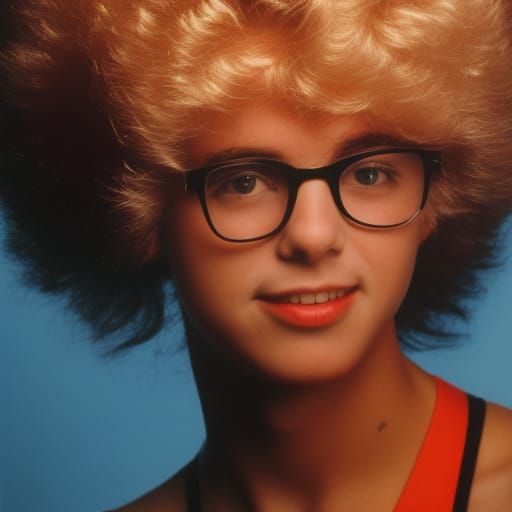 1980s Yearbook photo with big hair