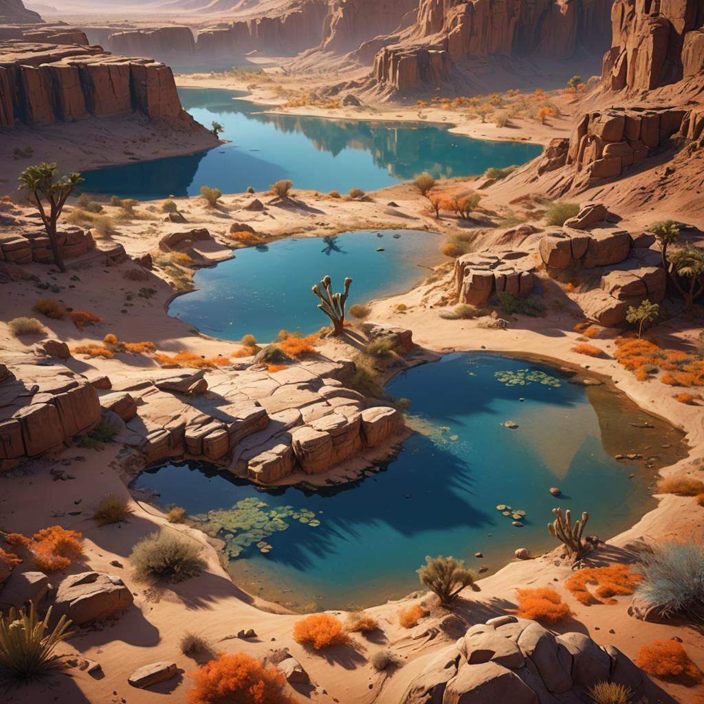 Desert Oasis Fantasy Art in Style of Gerald Brom