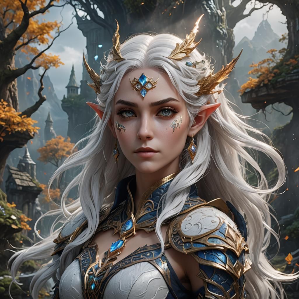 Elemental Elf with Four Elements: Fantasy Art