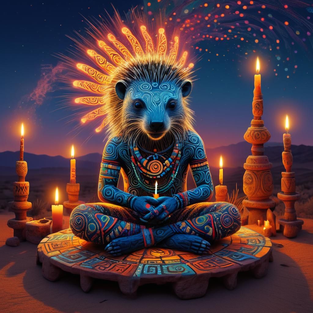 Mystical Porcupine Conjures Desert Twilight