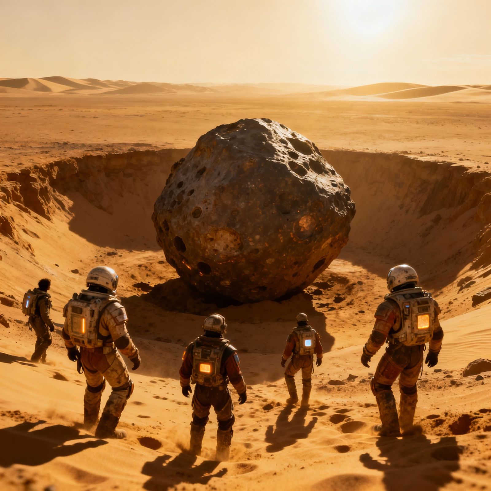 Future Laborers Discover Meteor in Desert Crater