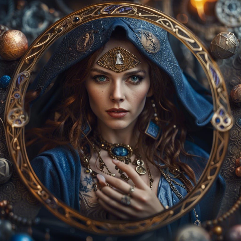 Whimsical Sorceress Tarot Card in 3D Render