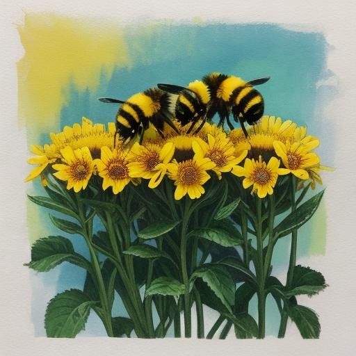 Bumble Bees in Green, Yellow, Black, and Blue
