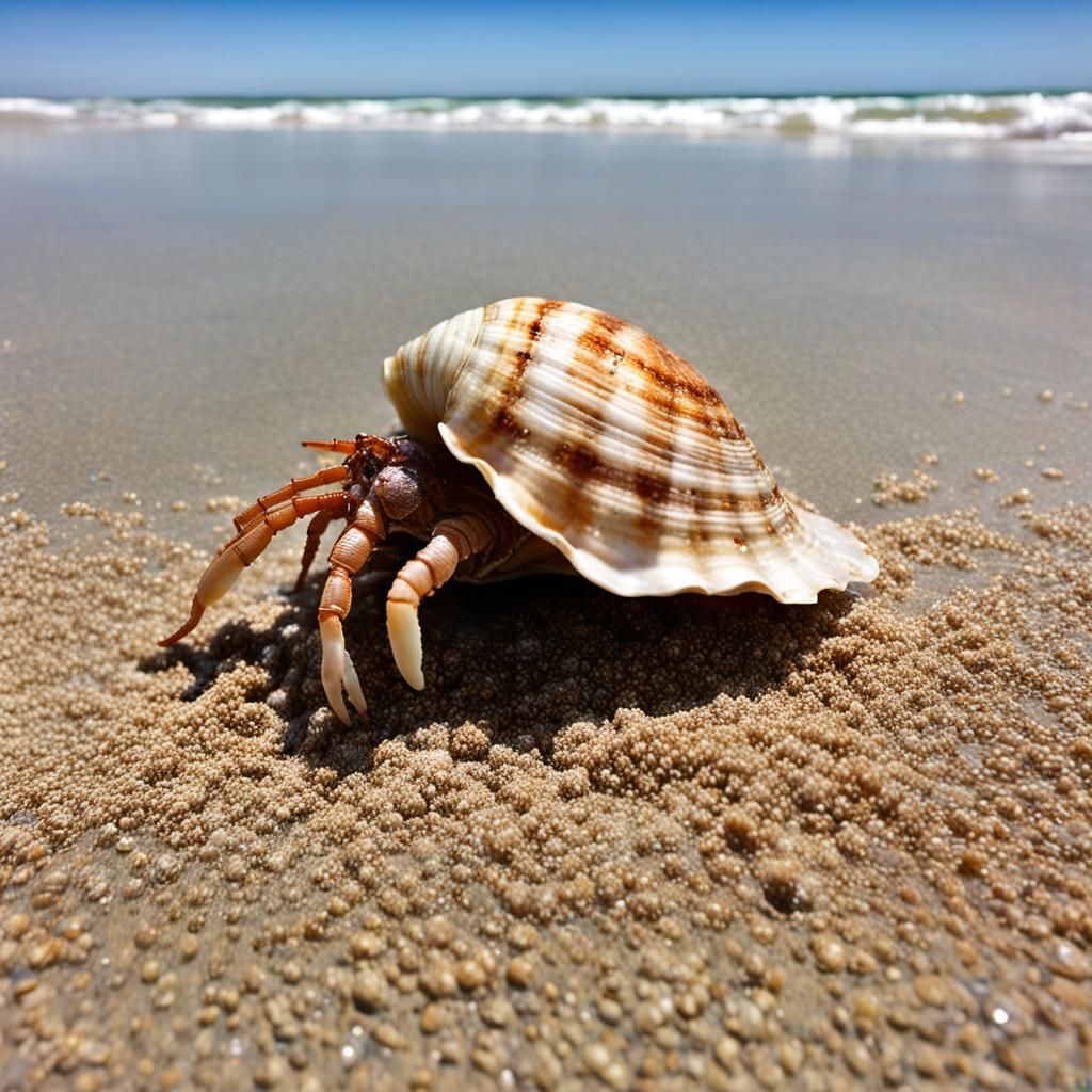 Hermit Crab Finds Home in Seashell