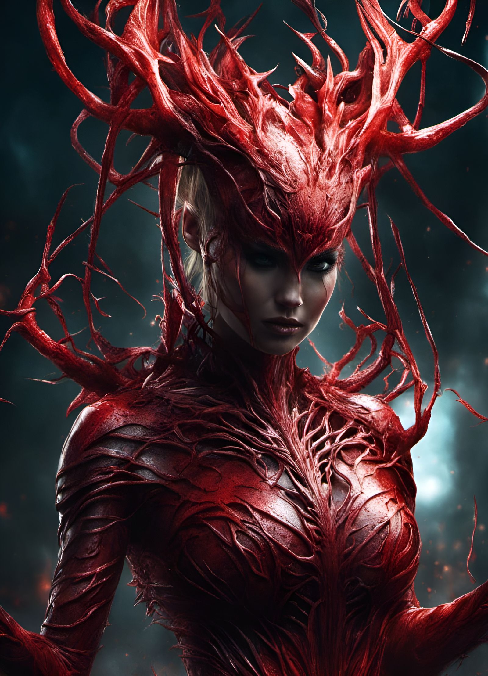 Jennifer Lawrence as Carnage: Hyperdetailed Comic Villain