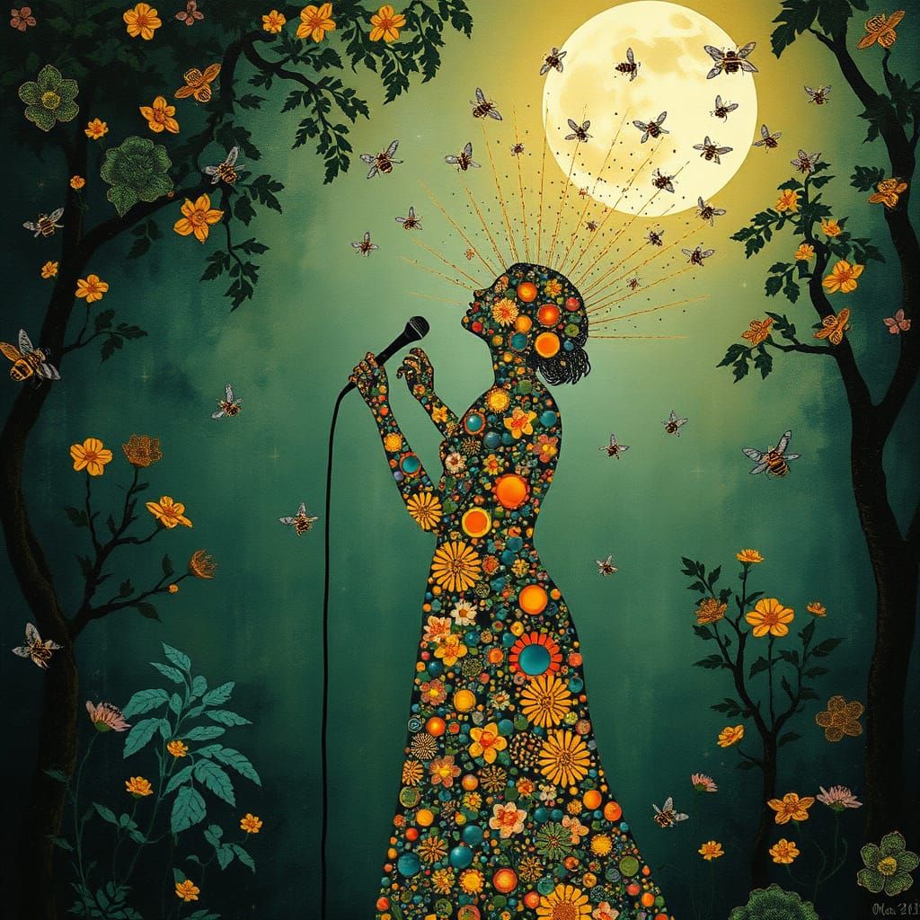 Ethereal Forest Rebel Collage Under Moonlight