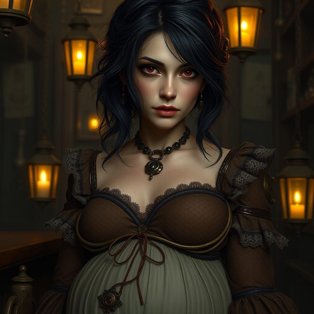 Majestic Vampire Mother in Steampunk Regalia