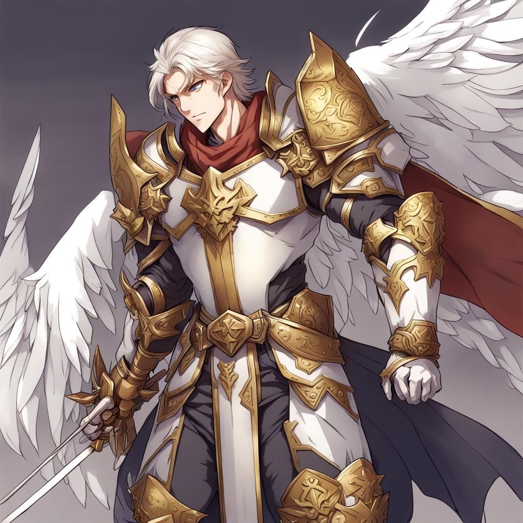 Aasimar Paladin Concept Art in Anime Style