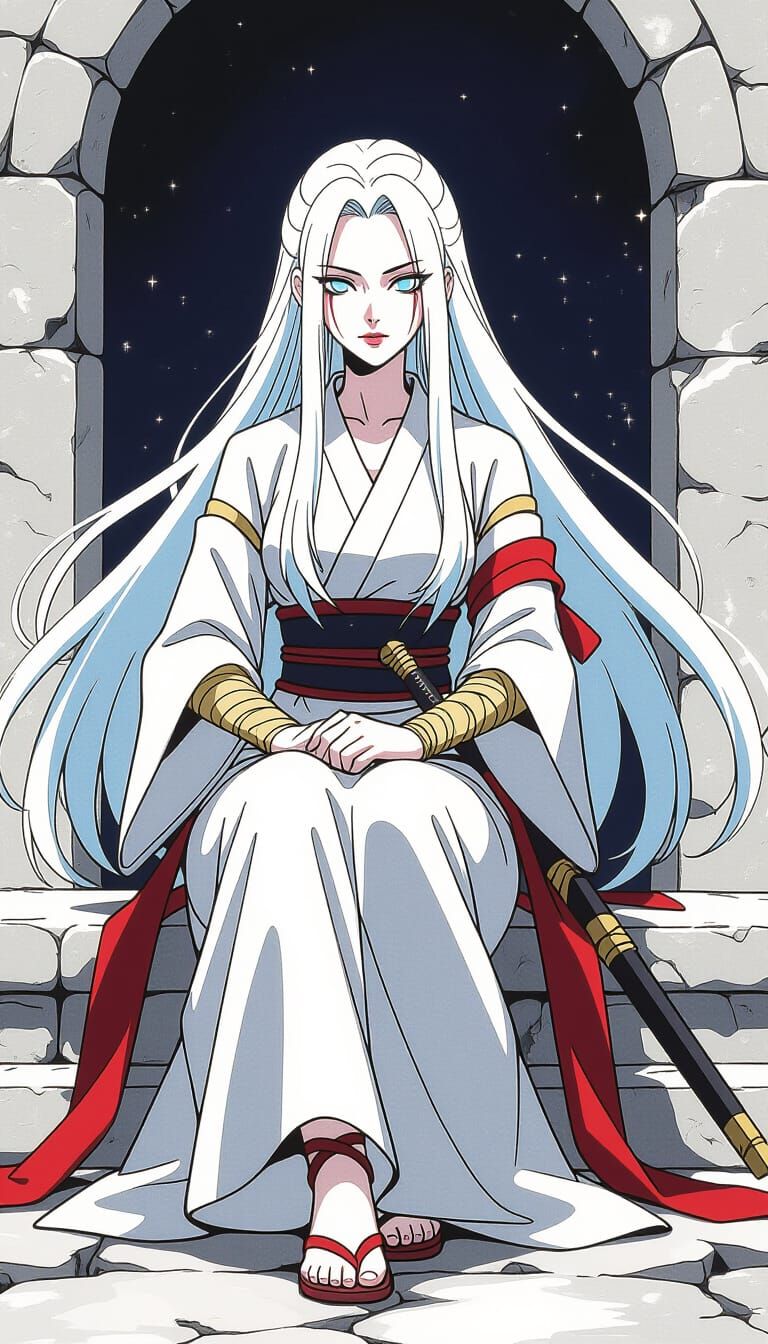 Divine Woman Portrait in Anime Sketch Style