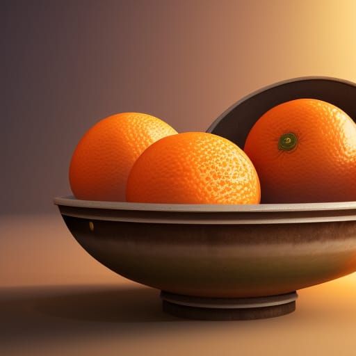 Oranges in Bowl: Detailed Matte Painting