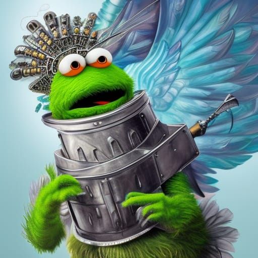 Armored Oscar the Grouch with Wings: Digital Painting