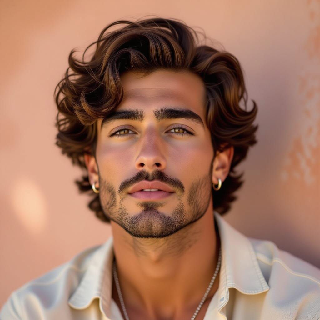 Mediterranean Man Portrait in Art Nouveau Style