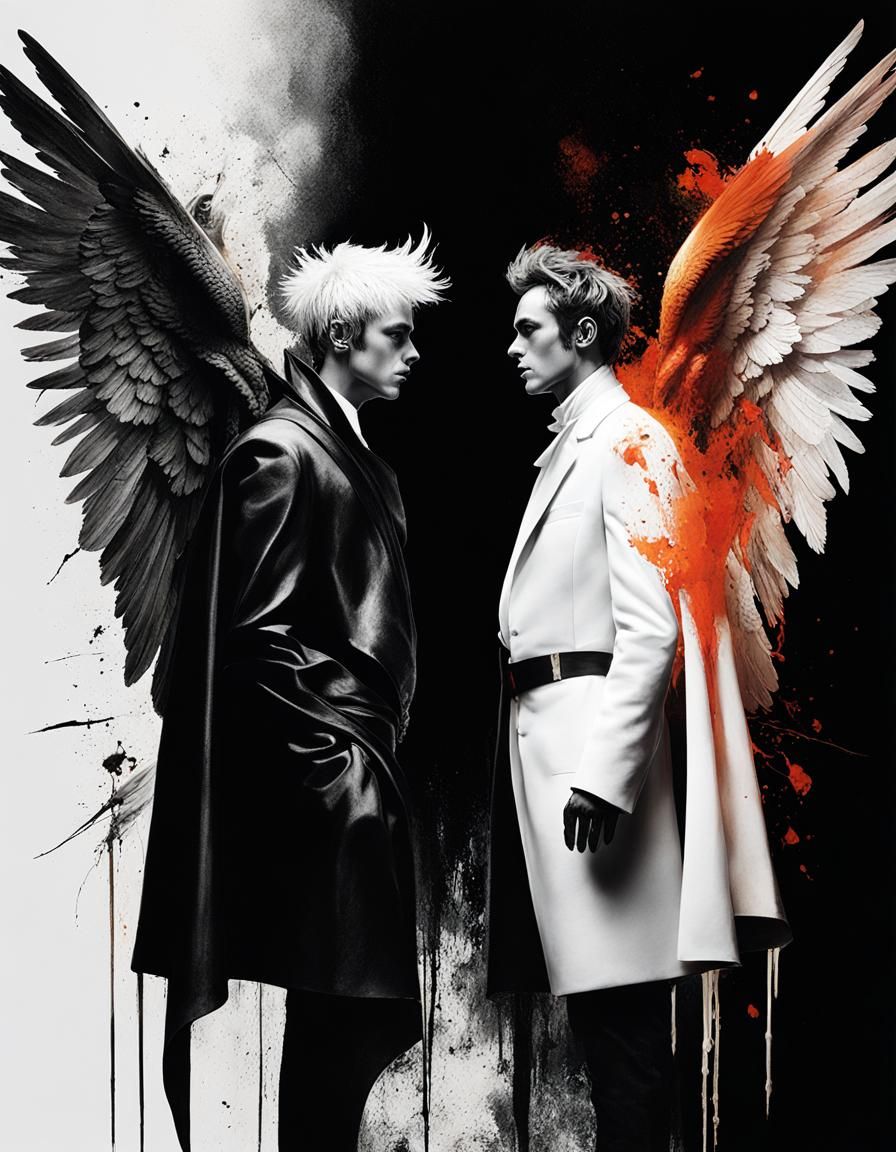 Angels Clash in Surreal Dark Fantasy Art