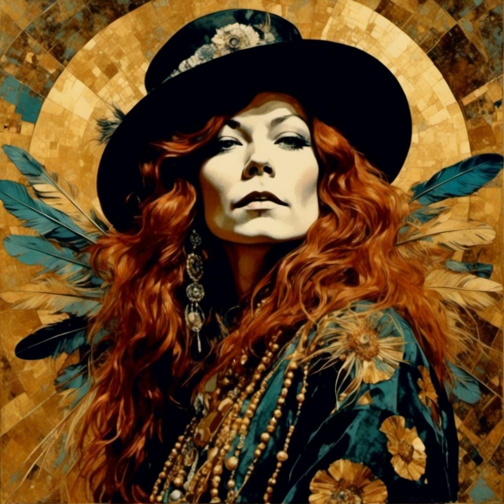 Psychedelic Janis Joplin Art Nouveau Portrait