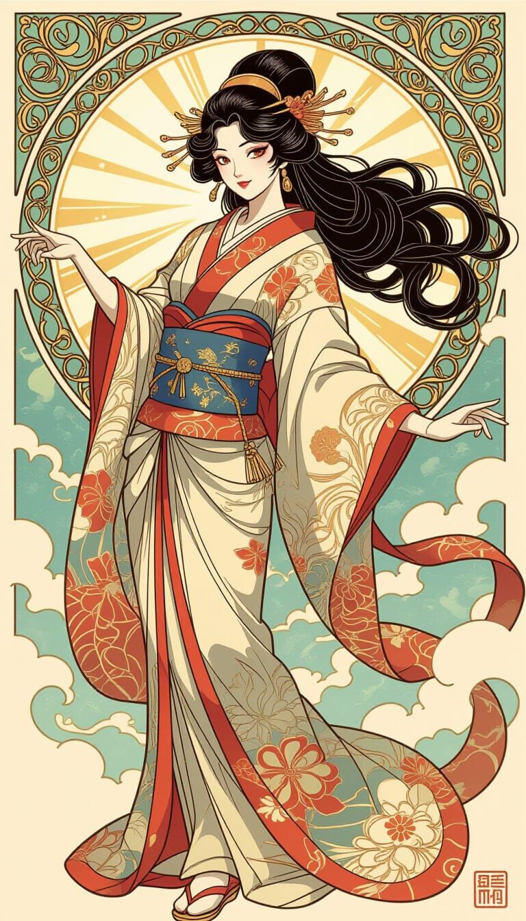 Anime Girl in Art Nouveau Style