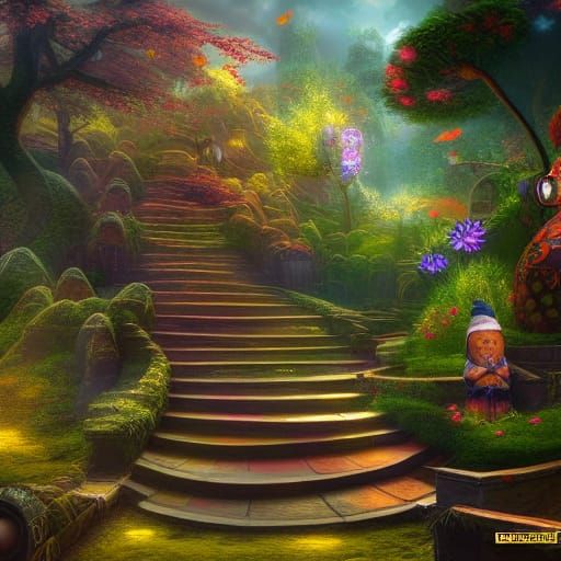 Gnome House Stairway in Magic Lotus Forest