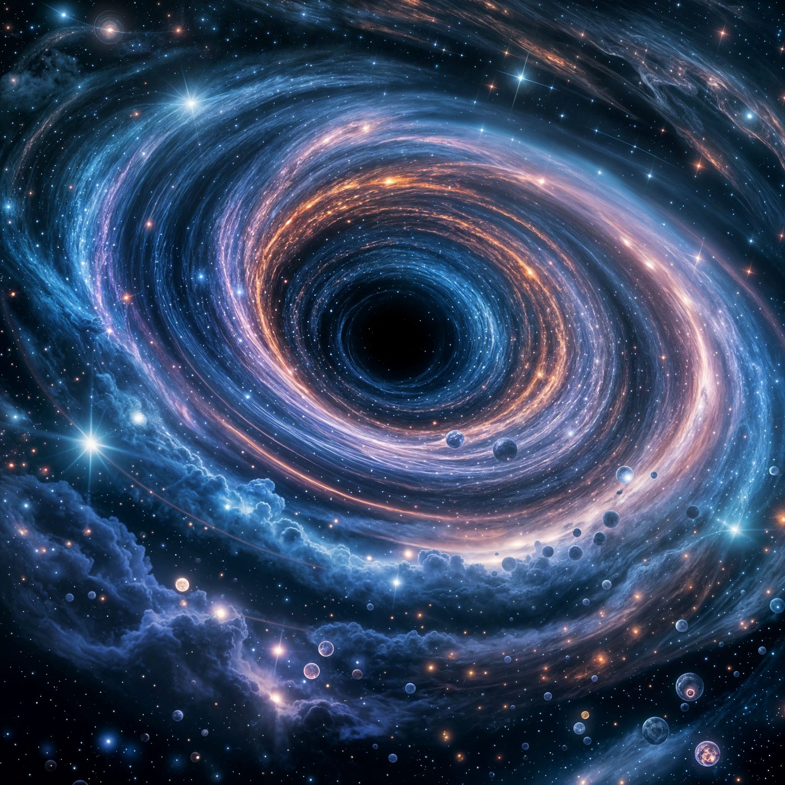 Humorous Black Hole Vacuuming Stars: Fantasy Concept Art