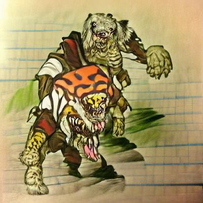 Undead Sabertooth Tiger in D&D Art Style