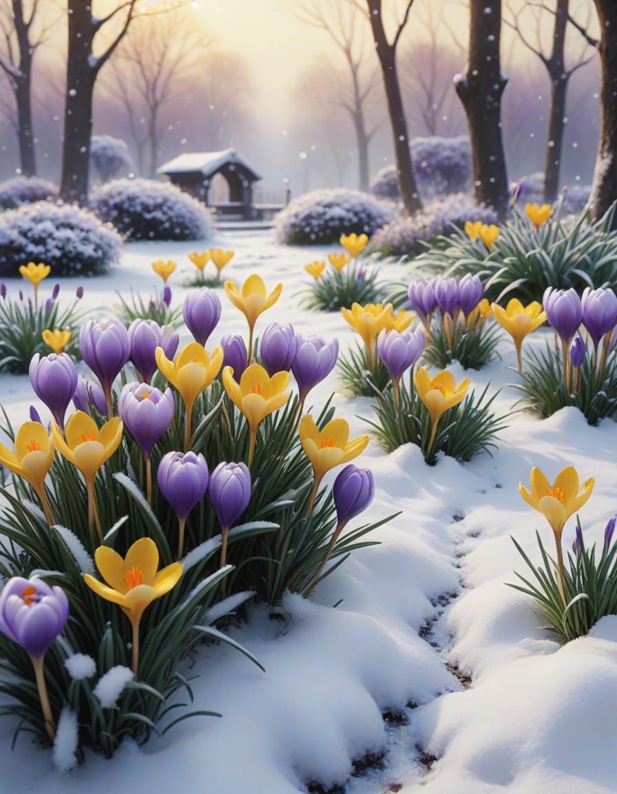 Crocuses in the snow