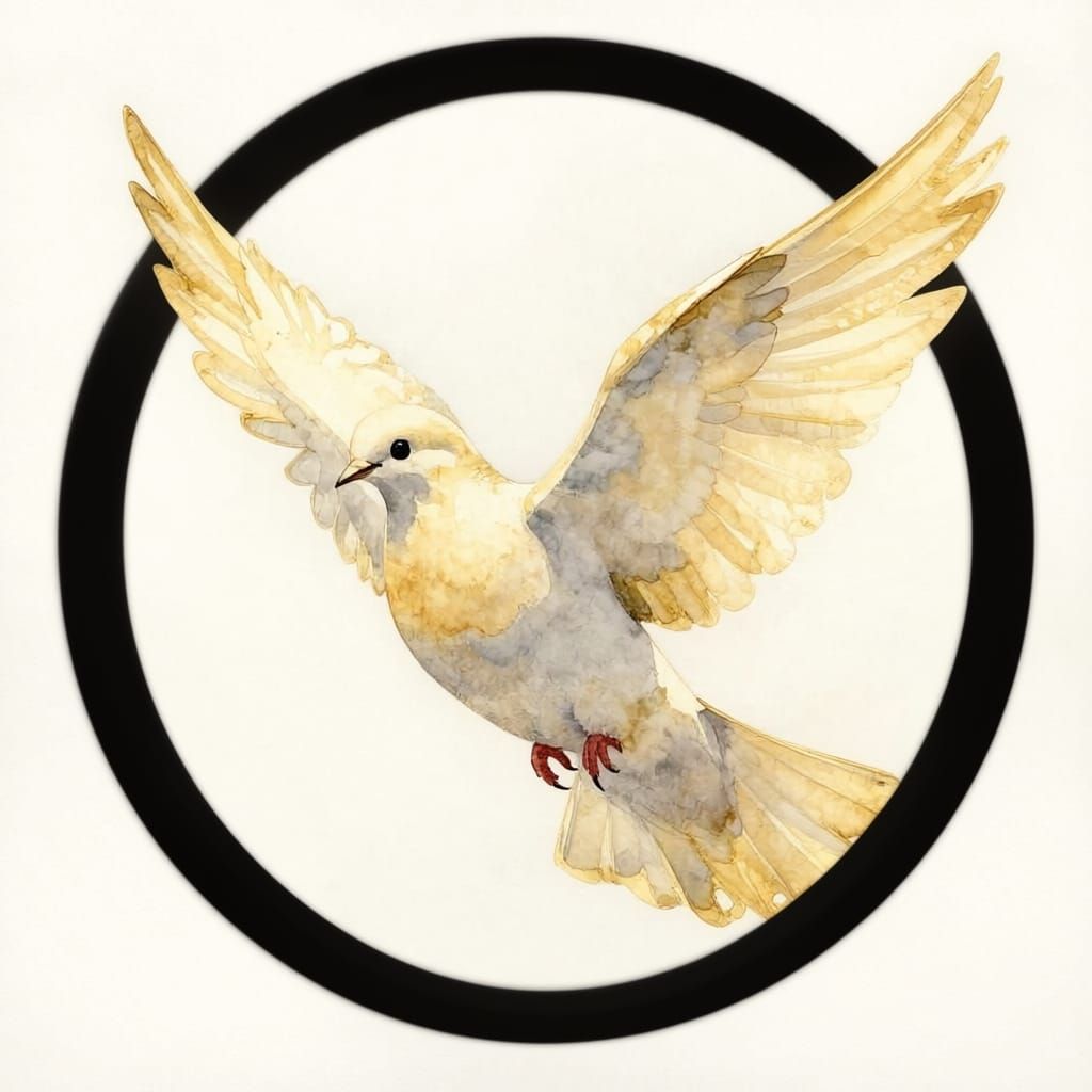 Symbolic Watercolor Art in Gold and Grey