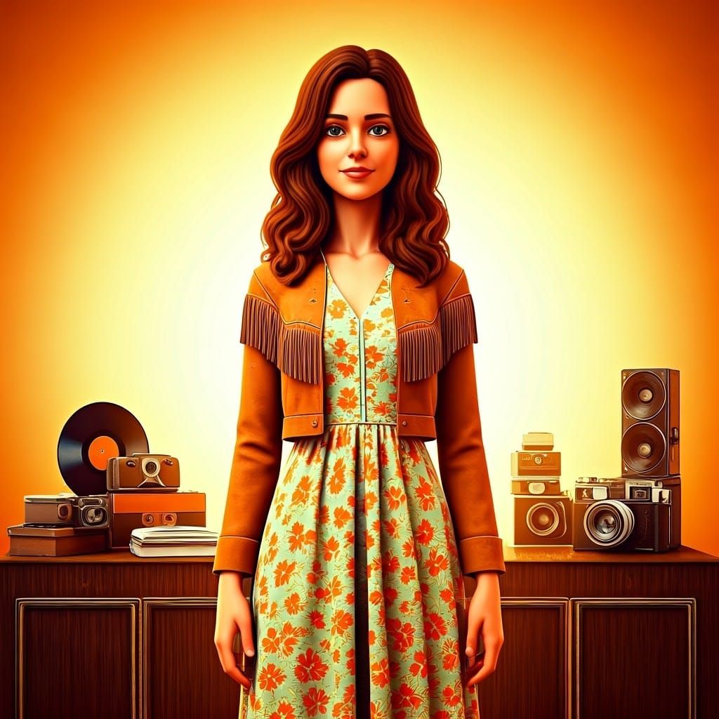 Nostalgic 70s Woman in Dreamlike Atmosphere