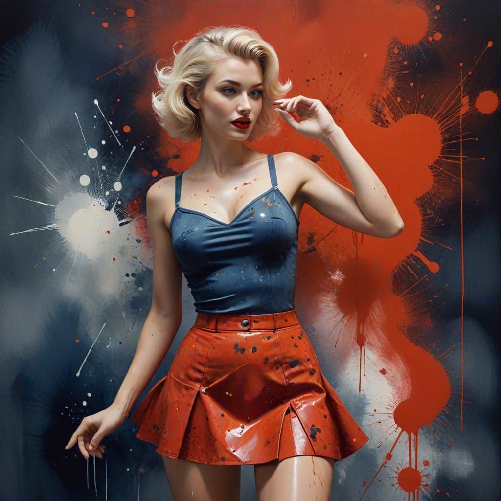 1950s Pin Up Woman in Red Outfit