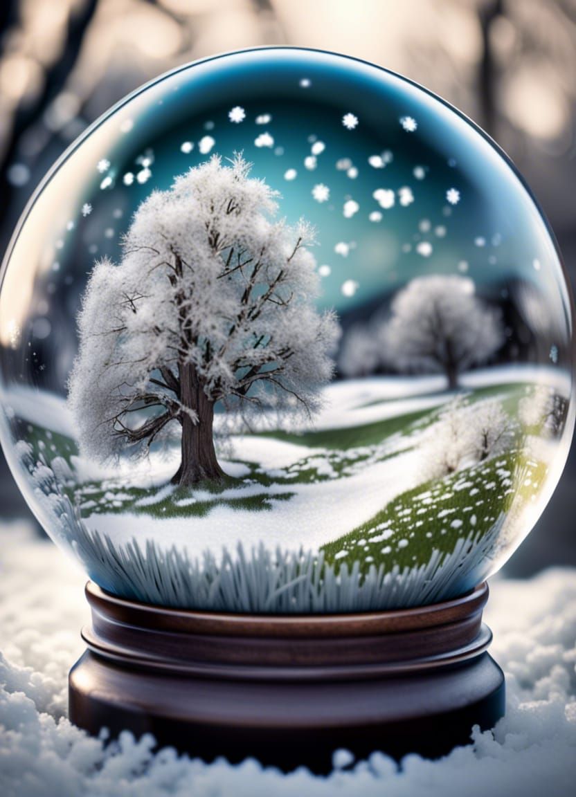 Winter Wonderland Snow Globe Transitioning to Spring