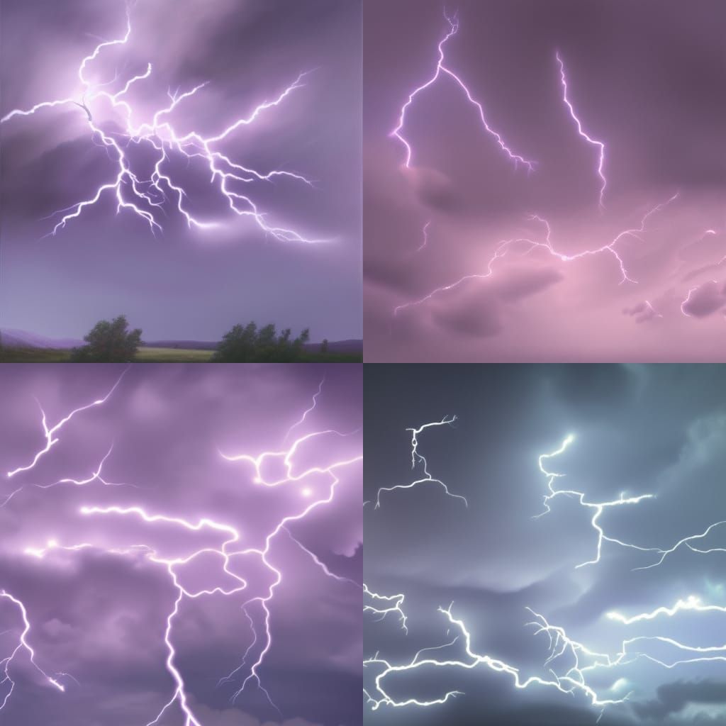 Hyperrealistic Lightning Storm Under Purple Sky