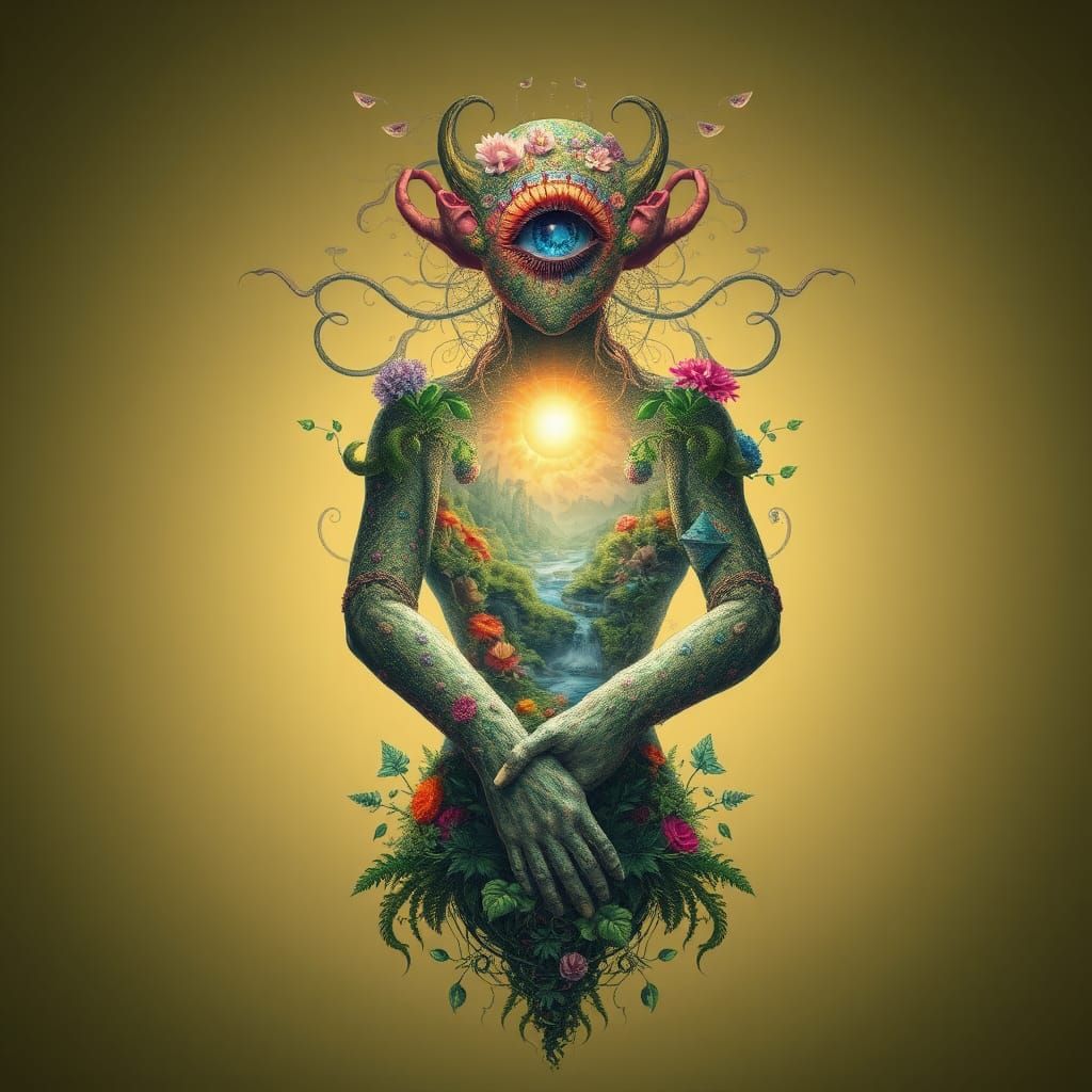 Intertwined Hands: Dreamlike Mindscapes in Biomechanical Art